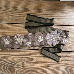 Vintage Old Navy Floral Embellished Fabric Belt
